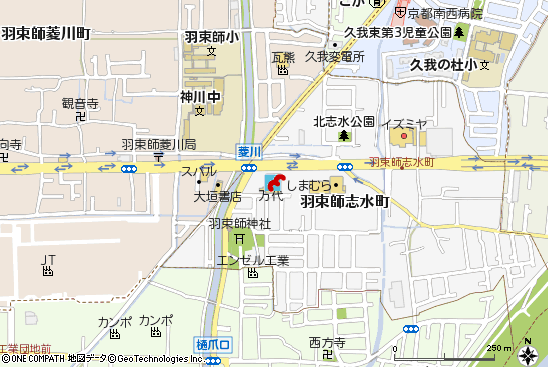 羽束師店付近の地図